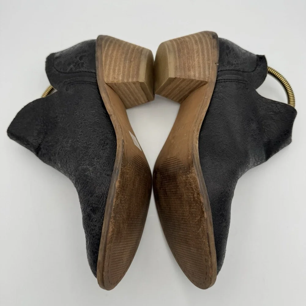 KELSI DAGGER Ankle Boots Booties Sz 6 Black Leather Crackled‎ Finish